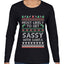 Most Likely To Get Sassy With Santa, Ugly Christmas Sweater Womens Graphic Long Sleeve T-Shirt
