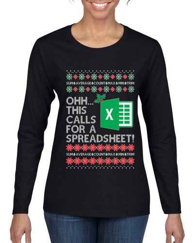 Ohh This Calls For A Spreadsheet Office, Ugly Christmas Sweater Womens Graphic Long Sleeve T-Shirt