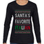Santa's Favorite Italian, Funny Italian Christmas Sweater, Ugly Christmas Sweater Womens Graphic Long Sleeve T-Shirt