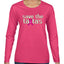 Breast Cancer Awareness USA Flag Sleeve Womens Graphic Long Sleeve T-Shirt
