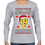 Rizz the Season Viral Internet Fire Emoji Face Meme Ugly Christmas Sweater Womens Graphic Long Sleeve T-Shirt