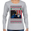 Never Surrender Pro Donald Trump Fight Fist Pump 2024 Ugly Christmas Sweater Womens Graphic Long Sleeve T-Shirt