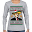 Feliz Navidad Mi Amigos Funny President Ugly Christmas Sweater Womens Graphic Long Sleeve T-Shirt