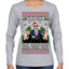 Doge Elf Around and Find Out Trump Elon Vivek MAGA Ugly Christmas Sweater Womens Graphic Long Sleeve T-Shirt