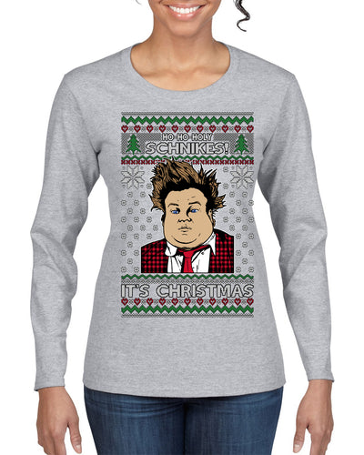 Ho Ho Holy Schnikes Funny 90s Classic Tommy Boy Movie Ugly Christmas Sweater Womens Graphic Long Sleeve T-Shirt