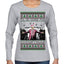 I'll Be Home for Christmas Pink Suit | Funny Santa Clause President Donald Trump Ugly Christmas Sweater Womens Graphic Long Sleeve T-Shirt