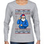 Santa Stands On Christmas, Ugly Christmas Sweater Womens Graphic Long Sleeve T-Shirt