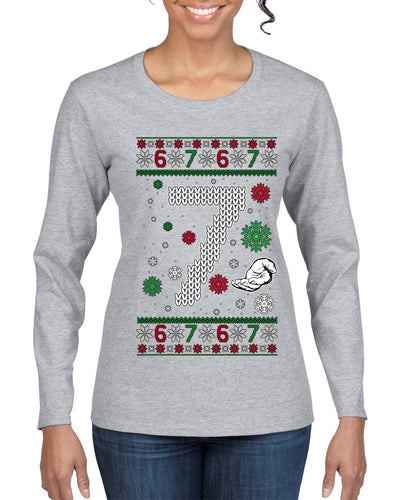 Christmas 7 Meme, Ugly Christmas Sweater Womens Graphic Long Sleeve T-Shirt