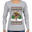 Feliz Navidad Dancing Gingerbread Man, Ugly Christmas Sweater Womens Graphic Long Sleeve T-Shirt