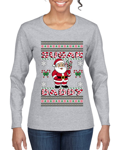 Sugar Daddy Santa, Ugly Christmas Sweater Womens Graphic Long Sleeve T-Shirt