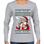 Seazyns Greeting Santa Packing Lip Pouch, Ugly Christmas Sweater Womens Graphic Long Sleeve T-Shirt