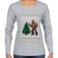 Squatching Through The Snow Bigfoot, Ugly Christmas Sweater Womens Graphic Long Sleeve T-Shirt