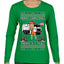 Donald Trump Merry Christmas Merica's Full Garbage Truck Ugly Christmas Sweater Womens Graphic Long Sleeve T-Shirt