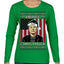 Merry Christmusk Funny Dark MAGA Santa Elon Doge Meme Ugly Christmas Sweater Womens Graphic Long Sleeve T-Shirt