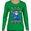 Santa Stands On Christmas, Ugly Christmas Sweater Womens Graphic Long Sleeve T-Shirt