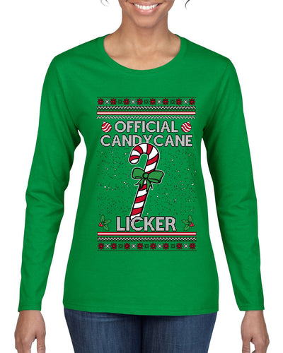 Official Candy Cane Licker, Ugly Christmas Sweater Womens Graphic Long Sleeve T-Shirt