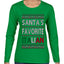 Santa's Favorite Italian, Funny Italian Christmas Sweater, Ugly Christmas Sweater Womens Graphic Long Sleeve T-Shirt