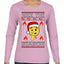Rizz the Season Viral Internet Fire Emoji Face Meme Ugly Christmas Sweater Womens Graphic Long Sleeve T-Shirt