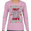 First Christmas With My Hot New Wife Classic Newlywed Ugly Christmas Sweater Womens Graphic Long Sleeve T-Shirt