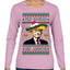 Feliz Navidad Mi Amigos Funny President Ugly Christmas Sweater Womens Graphic Long Sleeve T-Shirt