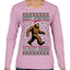 Merry Christmas Ya Filthy Humans Funny Sasquatch Bigfoot Ugly Christmas Sweater Womens Graphic Long Sleeve T-Shirt