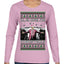 I'll Be Home for Christmas Pink Suit | Funny Santa Clause President Donald Trump Ugly Christmas Sweater Womens Graphic Long Sleeve T-Shirt