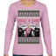 Daddy's Home Pink Suit, I'll Be Home for Christmas | Funny Santa Clause President Donald Trump Ugly Christmas Sweater Womens Graphic Long Sleeve T-Shirt
