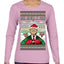 Make America Lit Again Funny Trump 2024 White House MAGA Ugly Christmas Sweater Womens Graphic Long Sleeve T-Shirt