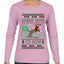 Dachshund Through The Snow, Cute Dog Christmas Sweater, Ugly Christmas Sweater Womens Graphic Long Sleeve T-Shirt