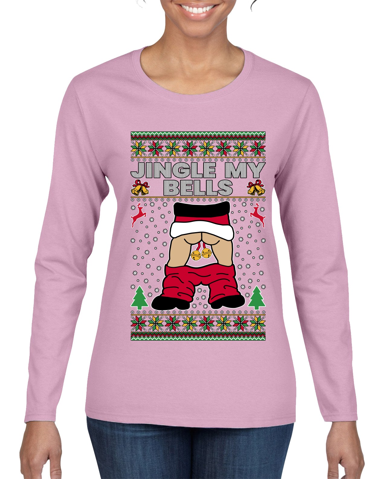 Jingle My Bells, Ugly Christmas Sweater Womens Graphic Long Sleeve T-Shirt