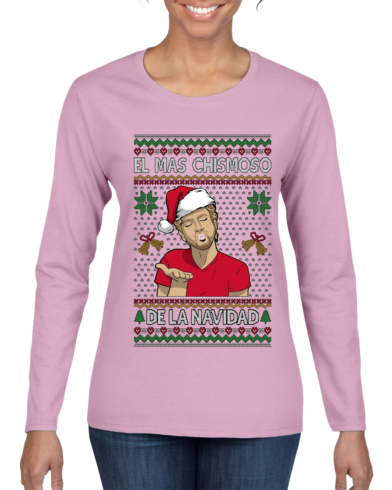 El Mas Chismoso De La Navidad, Ugly Christmas Sweater Womens Graphic Long Sleeve T-Shirt