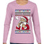 Seazyns Greeting Santa Packing Lip Pouch, Ugly Christmas Sweater Womens Graphic Long Sleeve T-Shirt