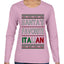 Santa's Favorite Italian, Funny Italian Christmas Sweater, Ugly Christmas Sweater Womens Graphic Long Sleeve T-Shirt