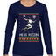 He Is Rizzin, Ugly Christmas Sweater Womens Graphic Long Sleeve T-Shirt