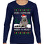 Does Someone Need a Hug? Cute Raccoon Ugly Christmas Sweater Womens Graphic Long Sleeve T-Shirt
