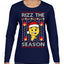 Rizz the Season Viral Internet Fire Emoji Face Meme Ugly Christmas Sweater Womens Graphic Long Sleeve T-Shirt