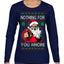 Nothing For You Whore Funny Vulgar Santa Claus Ugly Christmas Sweater Womens Graphic Long Sleeve T-Shirt