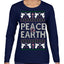 Peace On Earth Funny Xmas Cute Pink Angel Cross Ugly Christmas Sweater Womens Graphic Long Sleeve T-Shirt