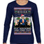 Doge Elf Around and Find Out Trump Elon Vivek MAGA Ugly Christmas Sweater Womens Graphic Long Sleeve T-Shirt