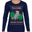 Trashin Through the Snow Funny Trash Panda Raccoon Meme Ugly Christmas Sweater Womens Graphic Long Sleeve T-Shirt