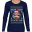 Hawk Tuah Spit On That Thang Mrs Claus Funny Meme Ugly Christmas Sweater Womens Graphic Long Sleeve T-Shirt