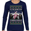 I'll Be Home for Christmas Pink Suit | Funny Santa Clause President Donald Trump Ugly Christmas Sweater Womens Graphic Long Sleeve T-Shirt