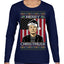 Merry Christmusk Funny Dark MAGA Santa Elon Doge Meme Ugly Christmas Sweater Womens Graphic Long Sleeve T-Shirt