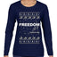 Freedom, Charlie Kirk Political Activist, Right Wing, Ugly Christmas Sweater Womens Graphic Long Sleeve T-Shirt