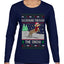 Dachshund Through The Snow, Cute Dog Christmas Sweater, Ugly Christmas Sweater Womens Graphic Long Sleeve T-Shirt
