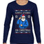 Santa Stands On Christmas, Ugly Christmas Sweater Womens Graphic Long Sleeve T-Shirt