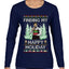 Finding My Happy Holiday, Ugly Christmas Sweater Womens Graphic Long Sleeve T-Shirt