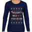 Naughty Nice 6 7 Checklist, Ugly Christmas Sweater Womens Graphic Long Sleeve T-Shirt