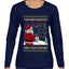 Santa Drone Show Reindeer, Ugly Christmas Sweater Womens Graphic Long Sleeve T-Shirt