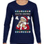 Seazyns Greeting Santa Packing Lip Pouch, Ugly Christmas Sweater Womens Graphic Long Sleeve T-Shirt
